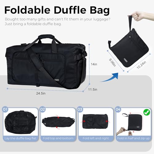 Fmeida 65L Foldable Duffel Bag with Shoe Compartment