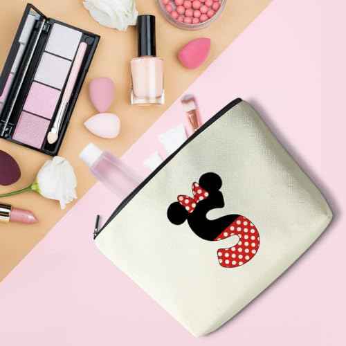 Cute Cartoon Mouse Gifts Initial A-Z Personalized Makeup Bag Monogrammed Cosmetic Bags Magic Mouse Stuff Funny Mouse Themed Gifts Mouse Lover Gifts Wizard Gifts Birthday Gifts for Women Girls (S)