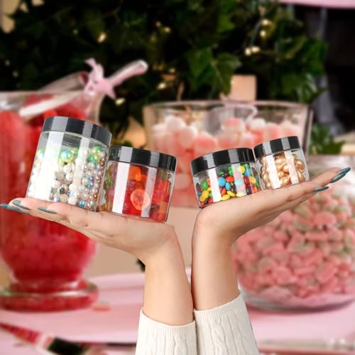 SZUAH 6 oz Plastic Containers with Lids 40Pack, Plastic Jars with Lids 6 oz, Empty Clear Slime Containers for Lotion, Cream, Body Butter, Makeup, Travel Storage(180ml, Set of 40)