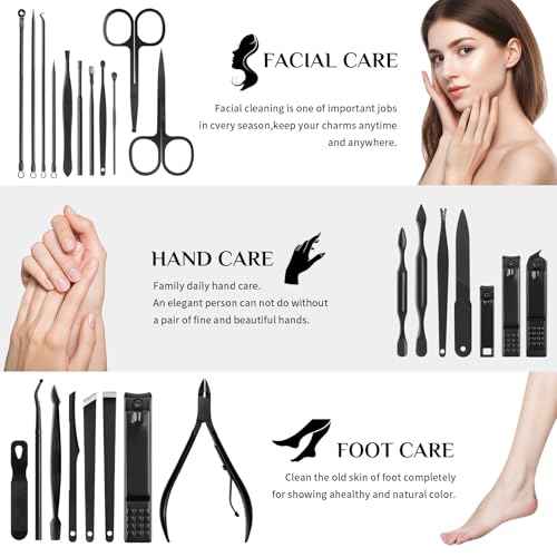 Manicure Set Professional Nail Clipper Kit-26 Pieces Stainless Steel Manicure Kit,Nail Care Tools with Luxurious Travel Case Nail Grooming Kit Present for Men Husband Boyfriend Parent
