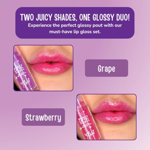 RUDE Lip Oil Gloss Set - Strawberry & Grape Hydrating