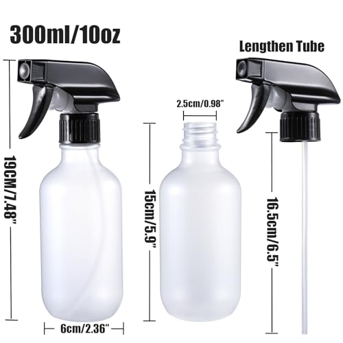 GearTrust 10 oz Refillable Spray Bottles - 2 Pack for Hair, Plants & Cleaning