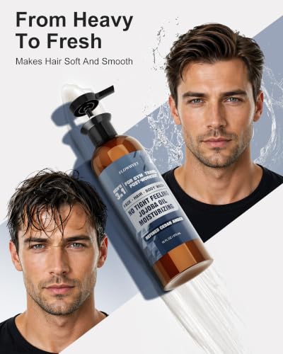 Men's 3-in-1 Body Wash, Shampoo & Face Wash, 16 oz (Pack of 2)
