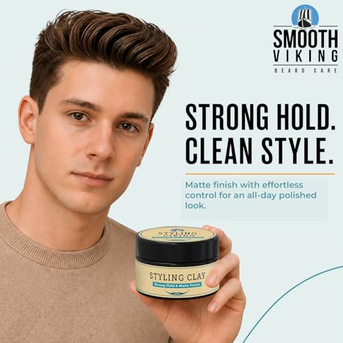 Smooth Viking Hair Clay for Men | Strong Hold Matte Finish 2oz