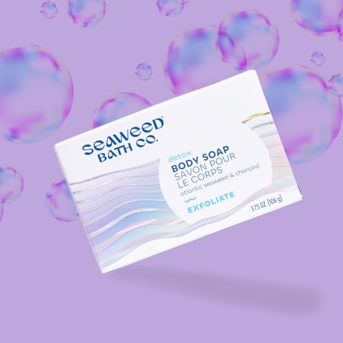 Seaweed Bath Co. Exfoliate Detox Body Soap, 3.75 Ounce, Sustainably Harvested Seaweed, Charcoal (Packaging May Vary)