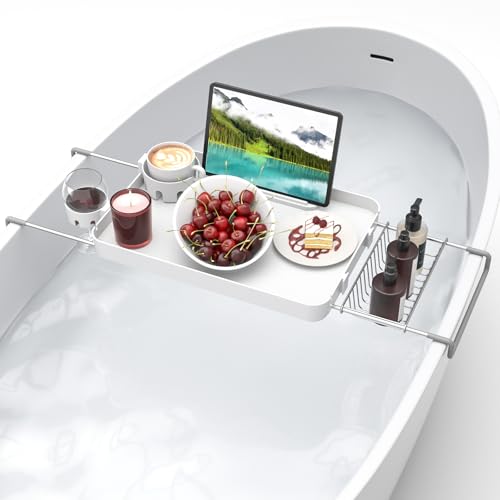 Expandable Bathtub Tray with Cup Holders & Phone Stand