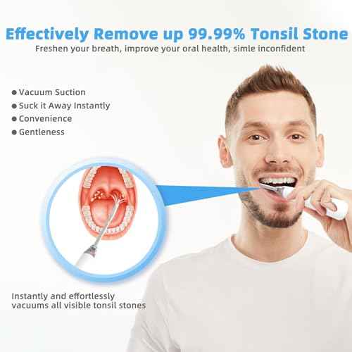 Voraiya Electronic Tonsil Stone Remover Vacuum, 5 Modes Tonsil Stone Cleaner Instant Suction Tool, 10 in 1 Tonsil Stone Removal Kit, Easy to Use, Fight Bad Breath