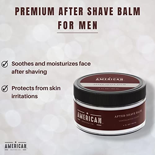 American Shaving Co. After Shave Balm for Smooth (Sandalwood Scent), Soothes and Moisturizes Face After Shaving, Treats Redness & Razor Burn, Post Shave Lotion 4 Oz