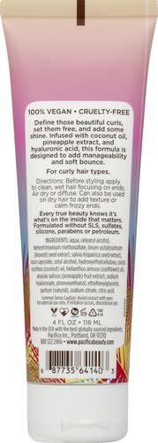 Pacifica Beauty Pineapple Swirl Curl Defining Cream, 100% Vegan & Cruelty Free, 4 Fl Oz