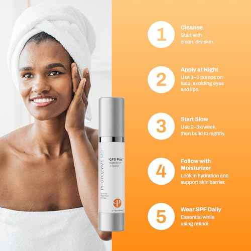 Photozyme DNA Repair Enzymes GFS Plus Facial Night Serum | 0.5% Retinol for Aging Skin, Beauty Skincare Treatment for Fine Lines, Wrinkles, Acne Scars | UV Dark Spot Corrector, Non Irritating | 1.7