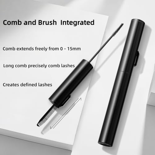 Waterproof Mascara with Tower-Shaped Brush, Includes a Comb to Smooth and Separate Lashes, Catching Tiny Eyelashes, Thickening, No Flaking, Smudge-Proof and Long Lasting, Easy to Apply, Black