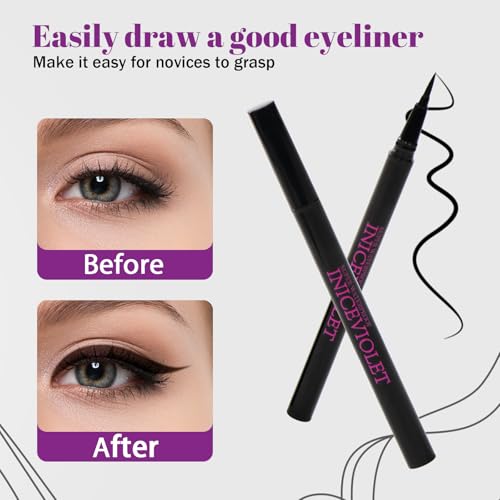 Waterproof Liquid Eyeliner Pen 2 Pack - Ultra Fine Felt Tip Black