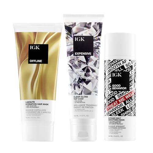 IGK Hair Care Trio: Hydration Mask, Behavior Mask & Shine Gloss