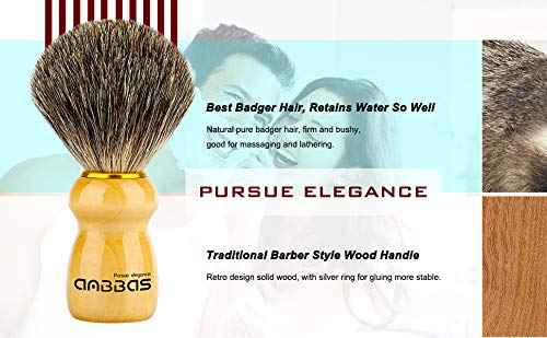 Anbbas Badger Hair Shaving Brush with Wood Handle,Stainless Steel Razor and Brush Stand, Shaving Bowl with Shaving Soap Bar 4in1 Set for Men Wet Shave