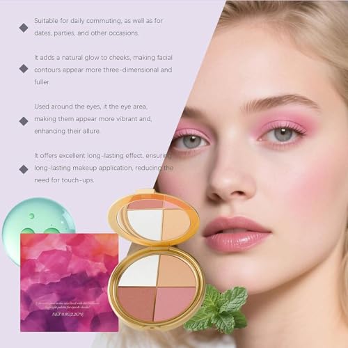 Domality 4-in-1 Eye & Cheek Makeup Palette with Highlighter & Contour