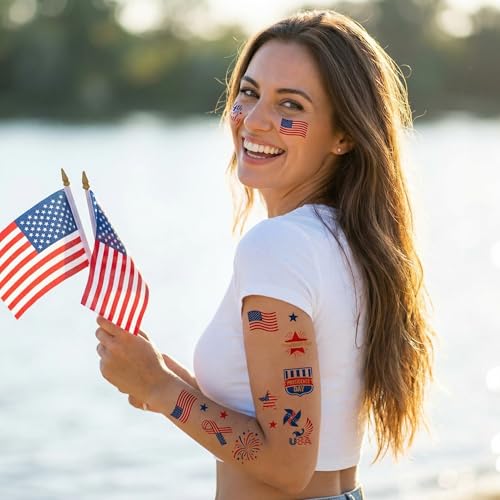 4th of July Temporary Tattoos Waterproof 10 Sheets