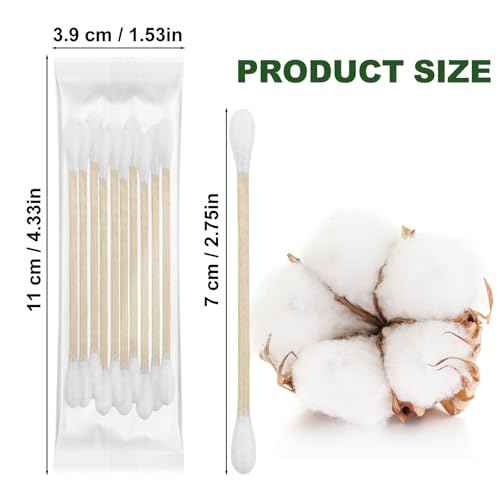 Cotton Swabs Travel Size,Individually Wrapped Cotton Swabs Bulk 10 Pcs Per Pack,Double Tipped Wood Stick Cotton Swabs,Cotton Buds for Ear Make Up Hotel Daily Cleaning Pet Care Arts Crafts 50