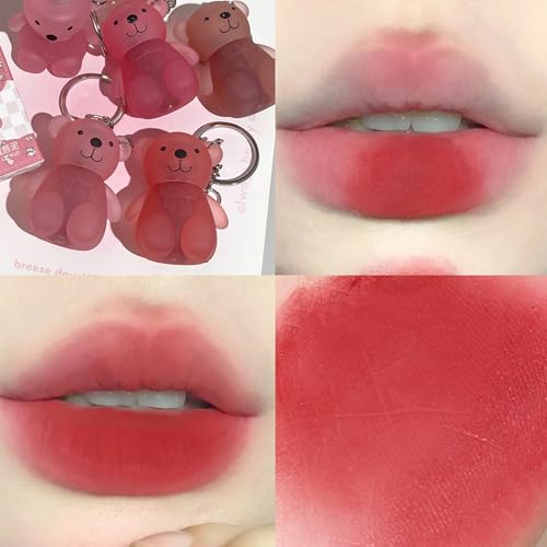 Baorder 4-Piece Velvet Matte Liquid Lipstick Set with Bear Keychain