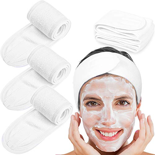 Spa Headband 4-Pack, Stretchy Terry Cloth Hair Wrap