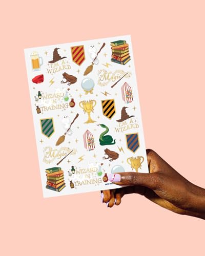 Wizard Party Temporary Tattoos - 60 Gold Foil Designs