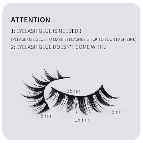 AKARA False Eyelashes Faux Mink Fluffy Eye Lashes Cat Eye Natural Look Wispy Lashes 3D Fox Eyelash Extensions 7 Pairs Pack-BN12