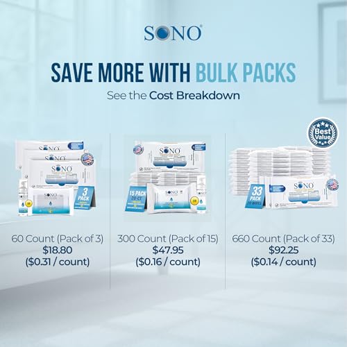 SONO Disinfecting Wipes - 60 Count Travel Pack, Alcohol-Free