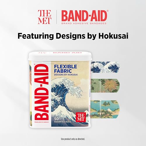 Band-Aid Fabric Adhesive Bandages Hokusai Art Design 50ct