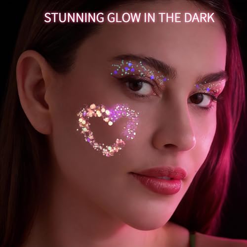 Fandamei 40-Color Glow in the Dark Glitter Kit for Face & Body