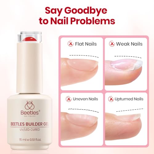 Beetles 8-in-1 Red Builder Gel Nail Kit with Brush - Crimson Allure 15ml