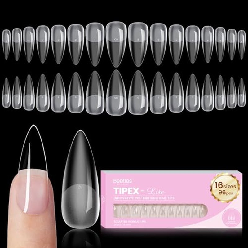 Beetles Tipex Apex Nail Tips, Stiletto Medium, 192pcs in 16 Sizes