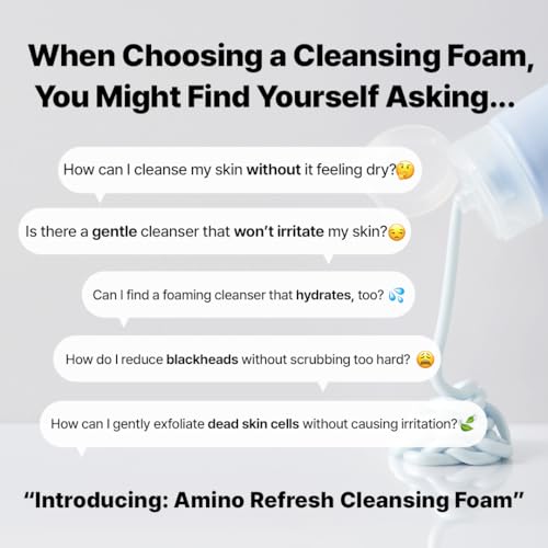 MAKE P:REM Safe Me. Amino Refresh Cleansing Foam, Korean Face Wash, Instant Deep Pore Cleansing, Gentle Exfoliation with BHA & LHA, Korean Skin Care, 5.07 Fl Oz, 150ml