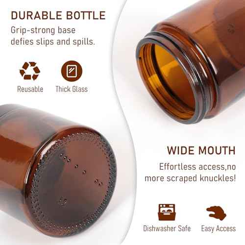 4oz Amber Glass Jars with Lids 2Pack, Small Salve Containers with Inner Seal for Creams, Candles,Accessories and DIY Lotions, White Stickers Included