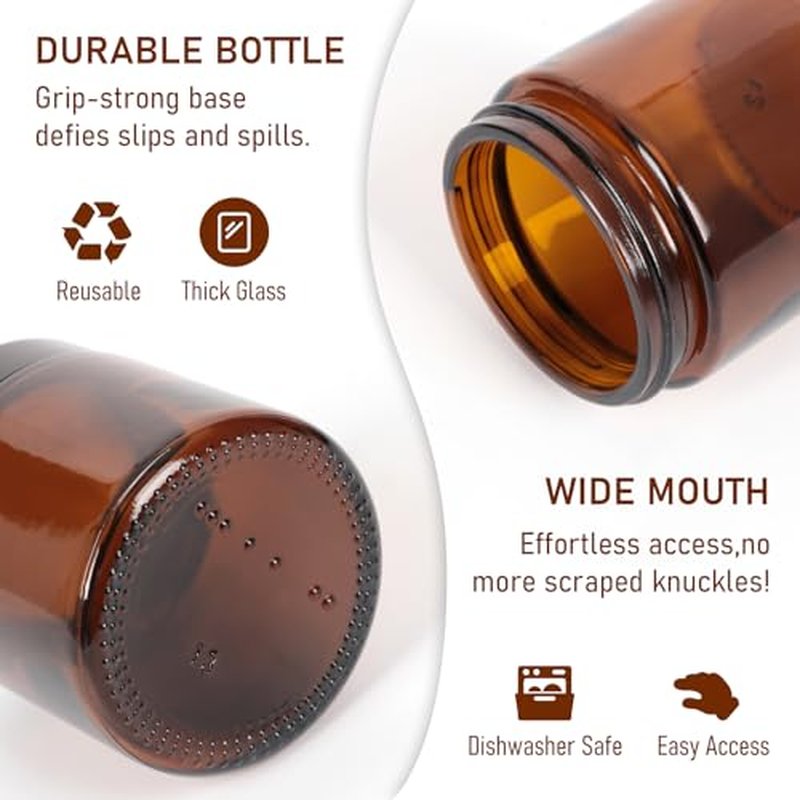 4 oz Amber Glass Jars 2 Pack with Black Lids & Inner Liners