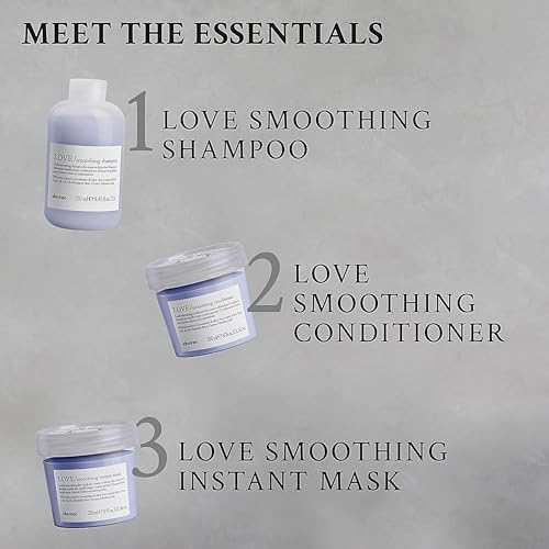 Davines LOVE Smoothing Instant Mask, Taming Anti-Frizz Fast-Acting Action for Wavy, Unruly, Coarse Hair - Smooths Flyaways & Reduces Volume in 30 Seconds with Minuta Olive Extract, 8.45 Fl Oz