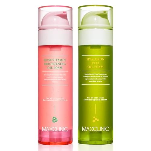 MAXCLINIC [K-Beauty] Rose Vitamin + Hyaluron Vita Oil Foam Gift Set | Daily Face Wash Oil Based Cleanser to Foam | Korean Skin Care Oil Cleanser for Dry Sensitive Skin