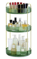Dark Green 3-Tier Rotating Makeup Organizer for Vanity & Bathroom