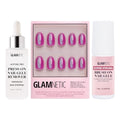 Glamnetic Press On Nails - Berry Fizz Short Oval With Brush On Glue and Remover | Magenta With Metallic Finish, Reusable | 15 Sizes - 30 Nail Kit