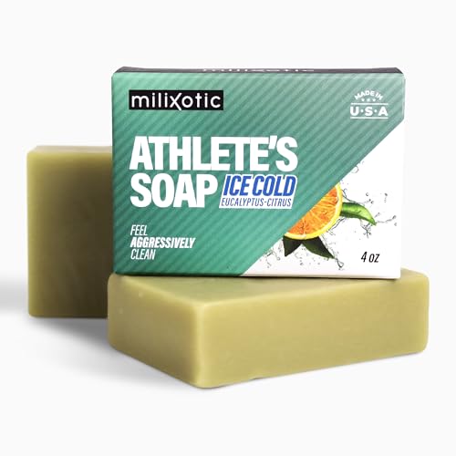 Athlete¡¯s Soap ? Ice Cold Mint-Eucalyptus Citrus Bar | Intense Cooling Clean | Shea Butter, Natural Oils | 4oz | Post-Workout Body Soap for Athletes | Made in USA