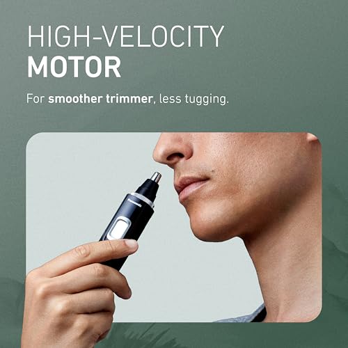 Panasonic ER-GN70-K Nose & Ear Hair Trimmer with Vacuum, Wet & Dry Use, 1 Pack