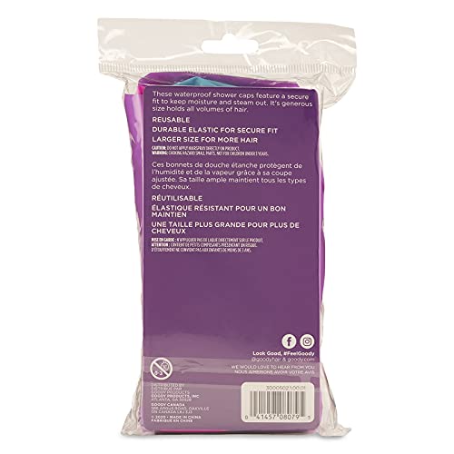 Goody Shower Cap 3 Pack - Waterproof Hair Protection