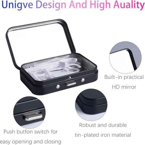 2Pack Dental Floss Portable Case with Mirror,Refillable Portable Floss Pick Holder Container,Small Floss Dispenser for Travel, Dates,Dinners and Hotels(Black)