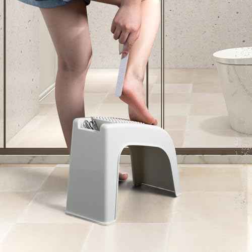 Shower Foot Rest for Shaving Legs, Non-Slip Pedicure Foot Rest, Shower Foots Step Stool for Shaving Legs, Plastic Sturdy Pedicure Stand -White