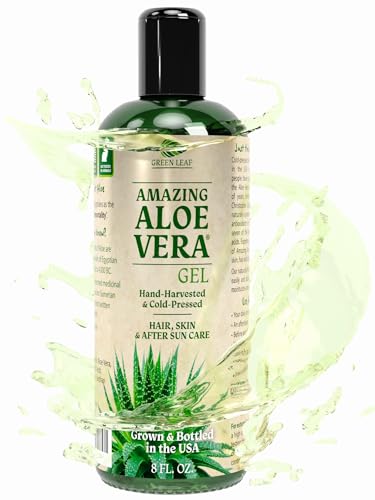 Amazing Aloe Vera Gel, Freshly Cut 100% Pure Aloe - Premium Quality, USA Grown, Vegan, Unscented - Natural Sunburn Relief, Skin Care, Face & Hair Care