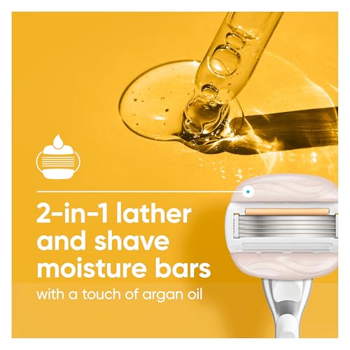 Gillette Venus Moistureglide Women's Razor Refills 8 Pack - 5 Blade Shaving Cartridges with Built-in Shave Gel Bars for Sensitive Dry Skin