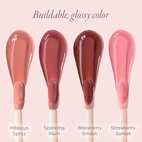P?R MINERALS Glossy Lip Tint, Plumping Tinted Lip Oil - Hydrate & Plumps with Buildable, Non-Sticky & High Shine Formula - Jajoba Oil, Vitamin E & Pomegranate Extract