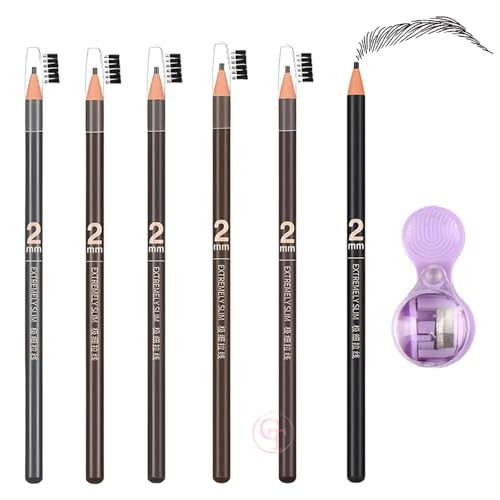 DuBeauty 2mm Ultra-Thin Eyebrow Pencil Set - 6 Colors