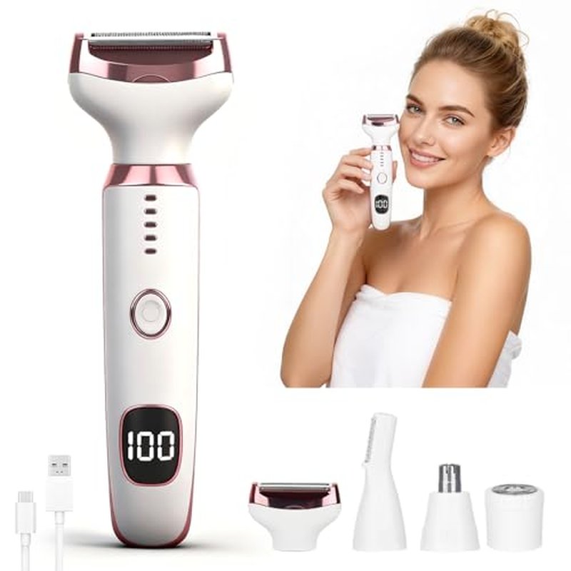 2026 Led Display Electric Razor,Beauty Women's Wet & Dry Electric Shaver, Painless 4 in 1 Painless Body Razors,Cordless 3-Blade Ladies Shaver for Legs, Arm, Underarms, Bikini (Multicolor)