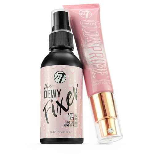 W7 The Fixer Glow Set - Makeup Primer & Setting Spray Duo for Radiant, Dewy Finish - Golden Sheer Coverage, Lightweight & Non-Sticky