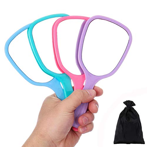 Aestivate 4PC Hand Mirror, Travel Handheld Cosmetic Mirror with