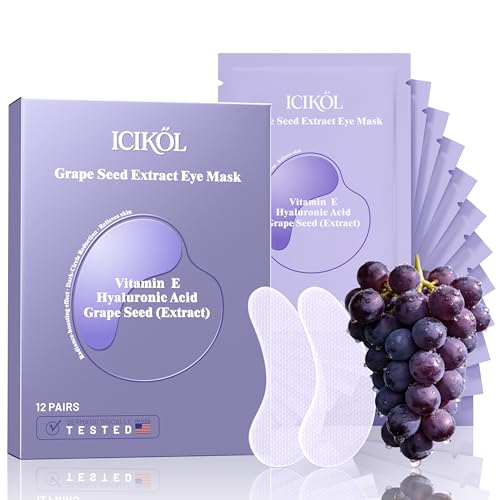 ICIKOL 24 Pairs Grape Seed Collagen Under Eye Patches for Dark Circles & Puffiness